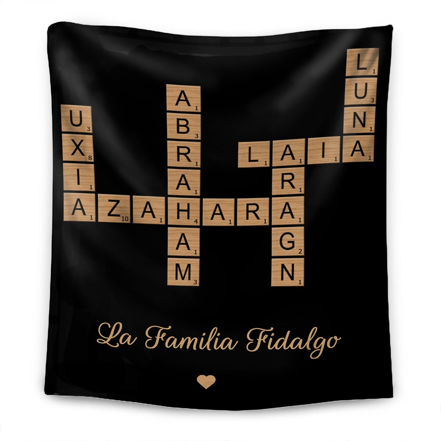 Manta Personalizada de Crucigrama Familiar - Regalo de Navidad Personalizado para la Familia