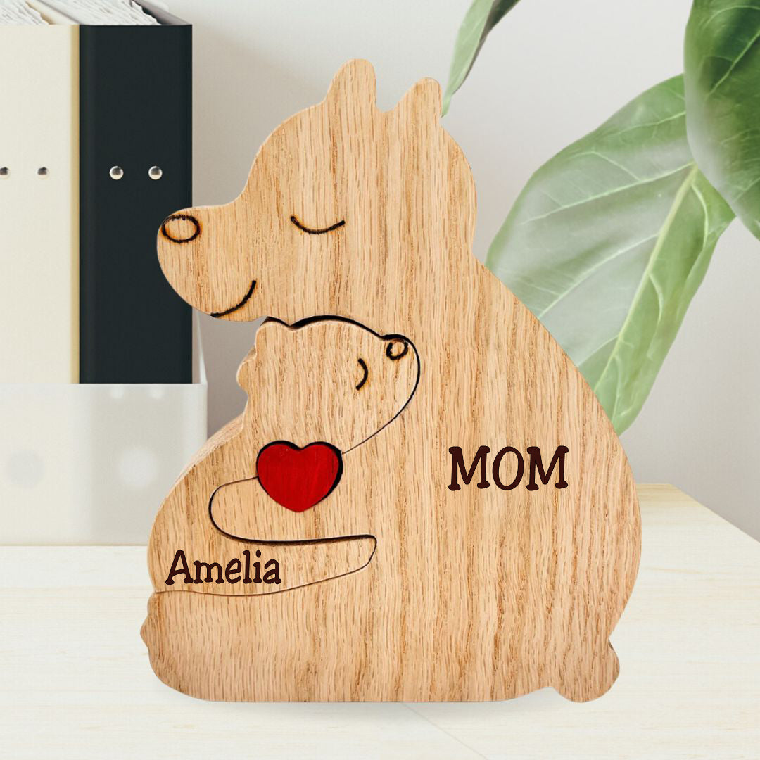 Rompecabezas de Madera Personalizado de Oso para Padres Solteros