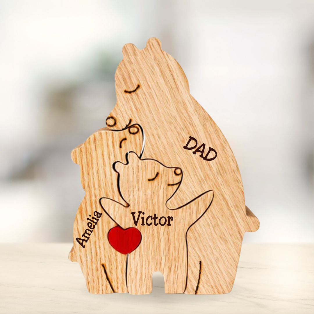 Rompecabezas de Madera Personalizado de Oso para Padres Solteros