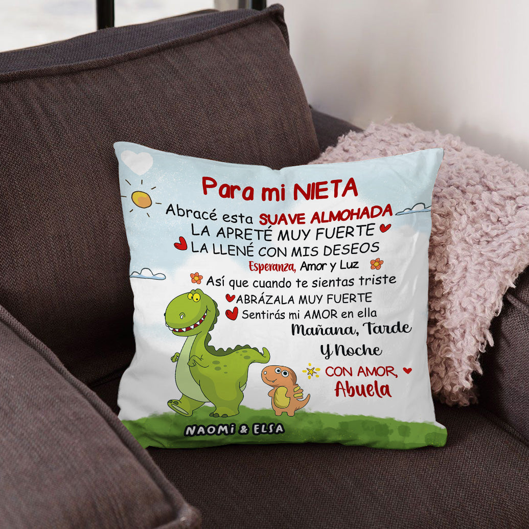 Para mi Nieto/Nieta - Almohada Premium Personalizada con Dinosaurios™