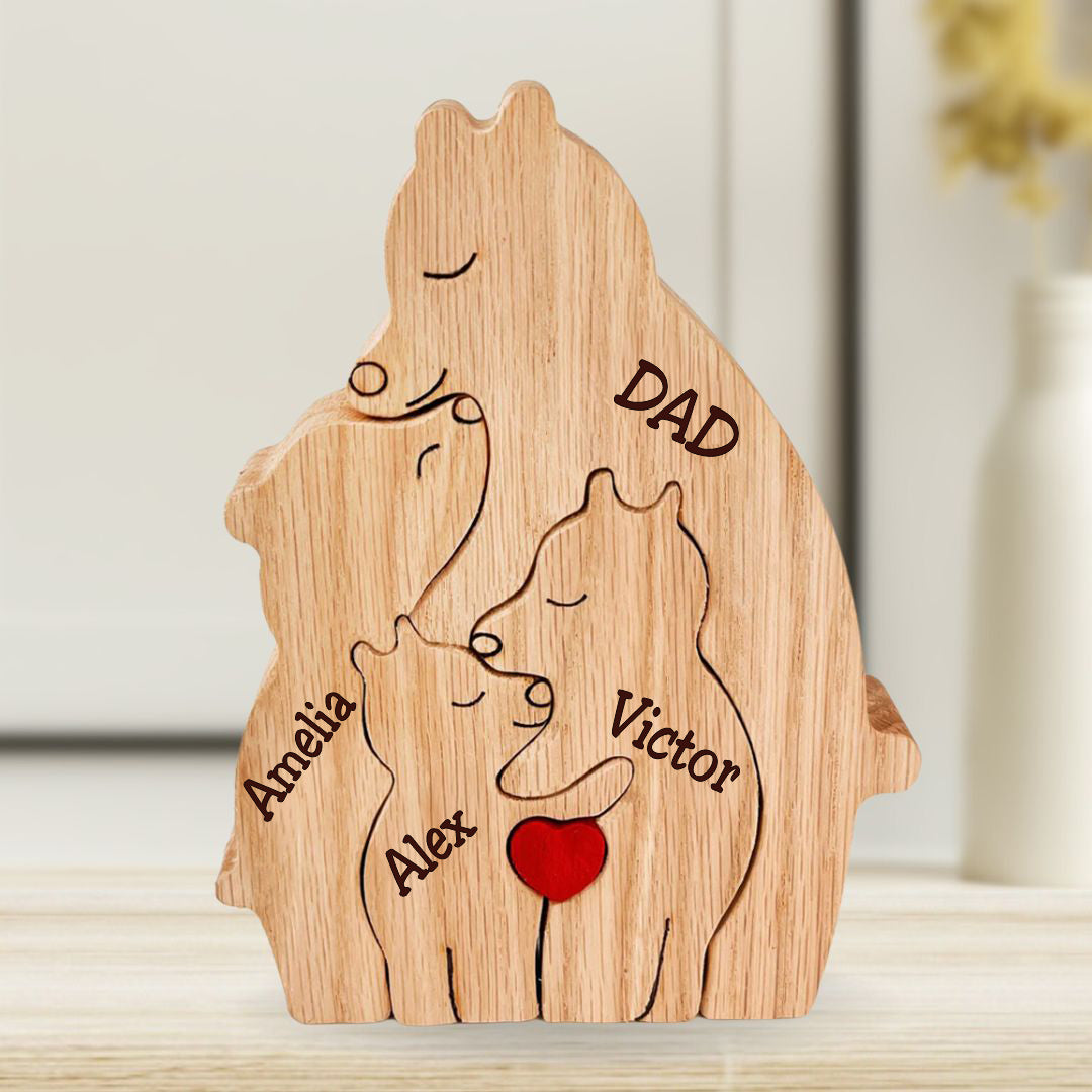 Rompecabezas de Madera Personalizado de Oso para Padres Solteros