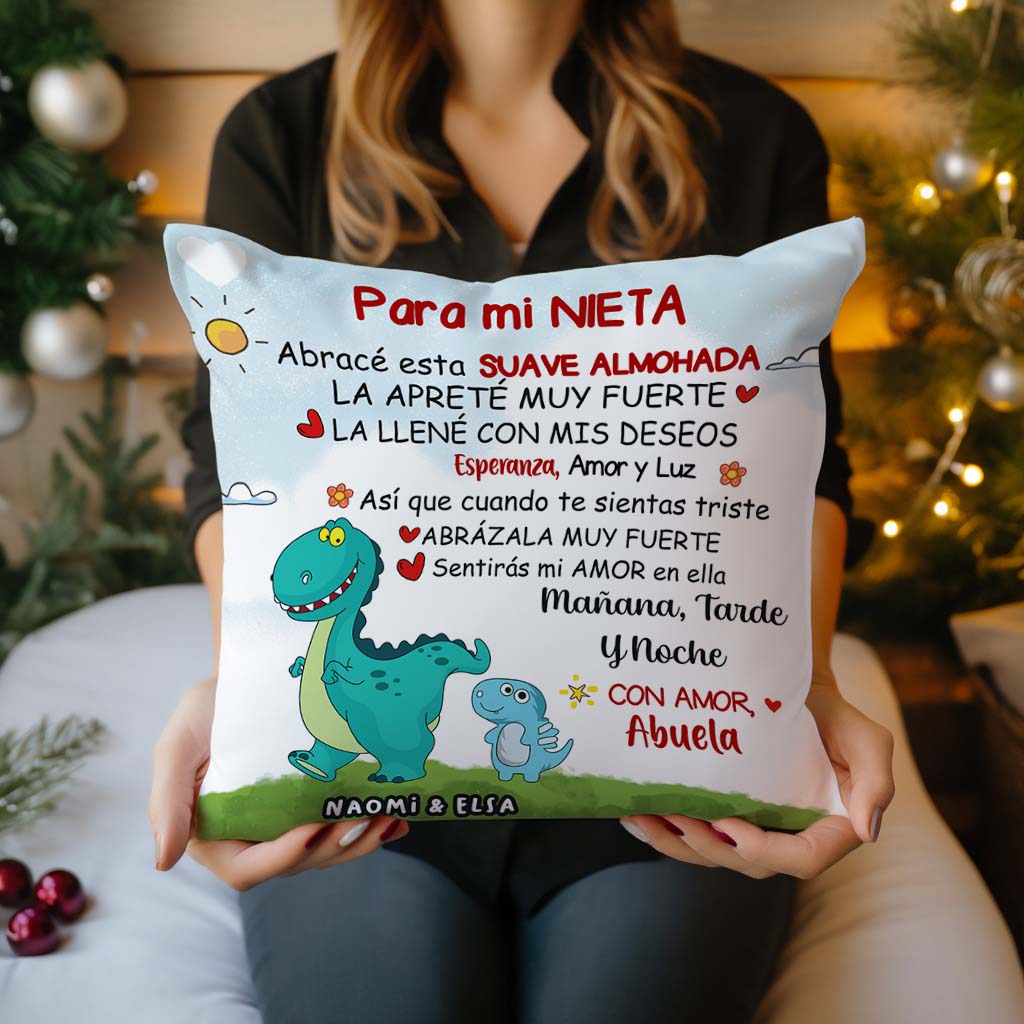 Para mi Nieto/Nieta - Almohada Premium Personalizada con Dinosaurios™
