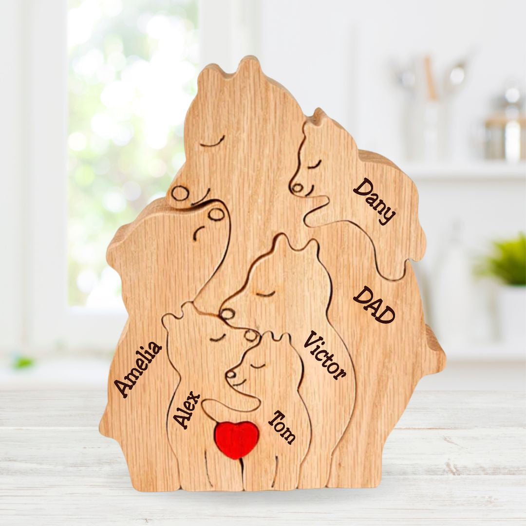 Rompecabezas de Madera Personalizado de Oso para Padres Solteros