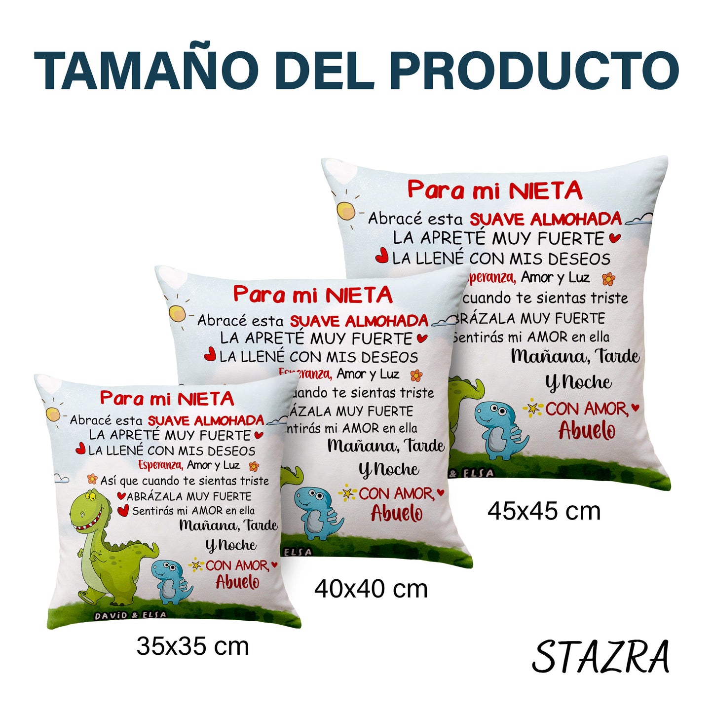 Para mi Nieto/Nieta - Almohada Premium Personalizada con Dinosaurios™