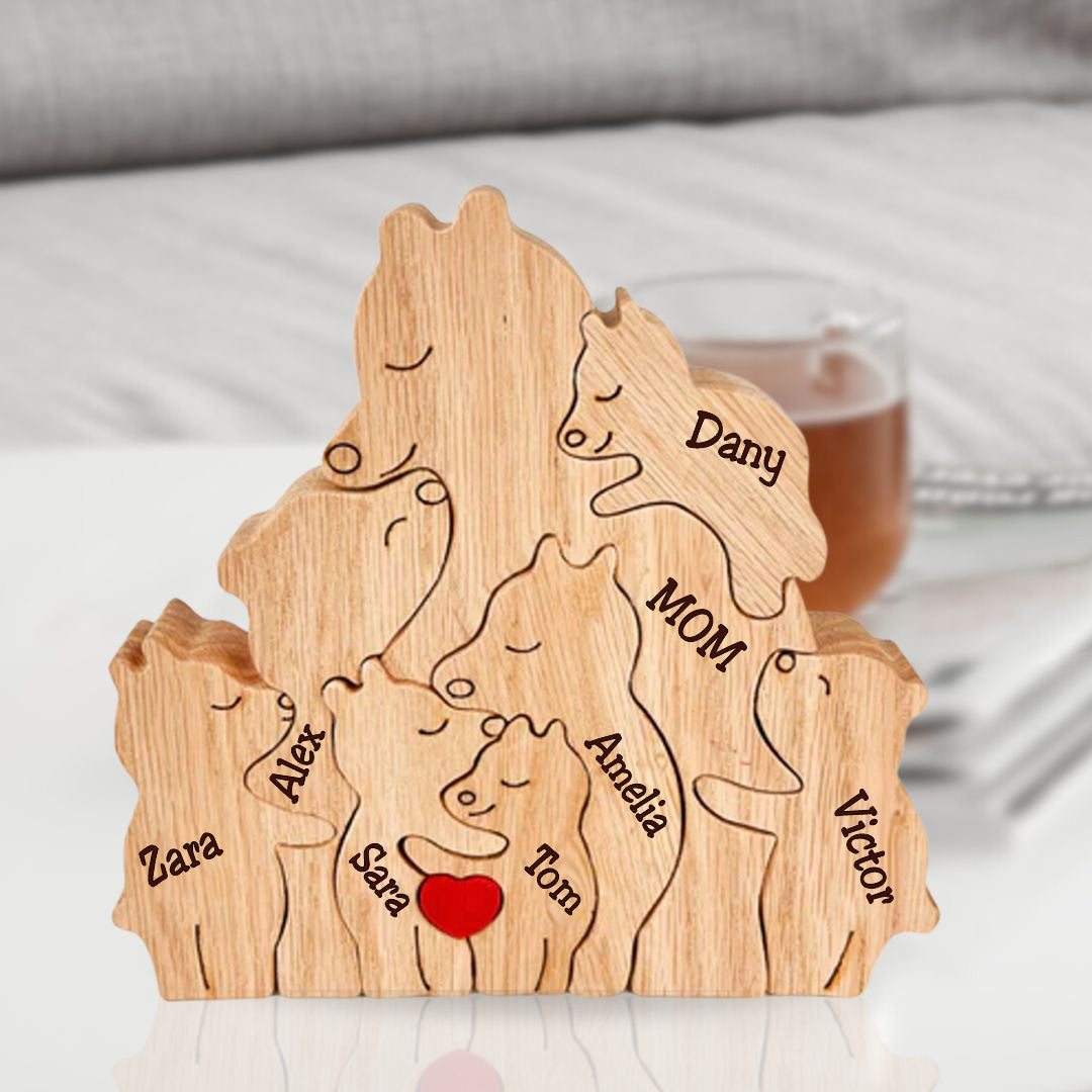 Rompecabezas de Madera Personalizado de Oso para Padres Solteros