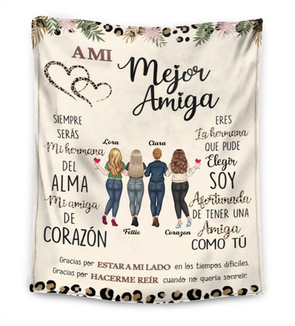 Para Mi Mejor Amiga - Hermana del Alma, Amiga del Corazón - Manta Premium Personalizada - Ver 2™