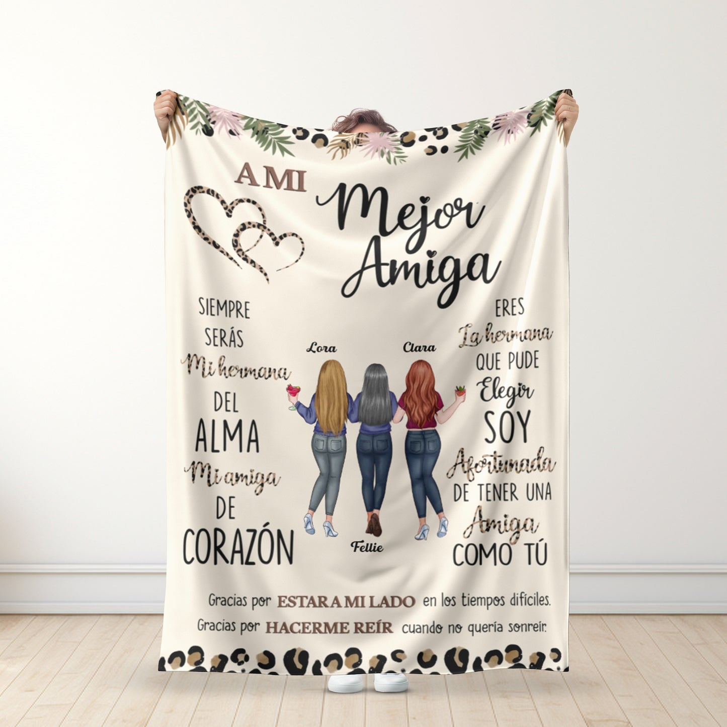 Para Mi Mejor Amiga - Hermana del Alma, Amiga del Corazón - Manta Premium Personalizada - Ver 2™